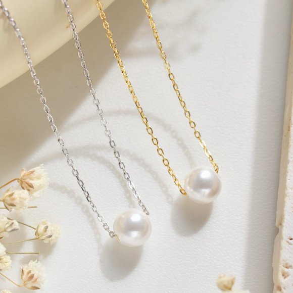 .925 Sterling Silver Vermeil Pearl Necklace with 14K Gold Plating - Picture 9 of 10